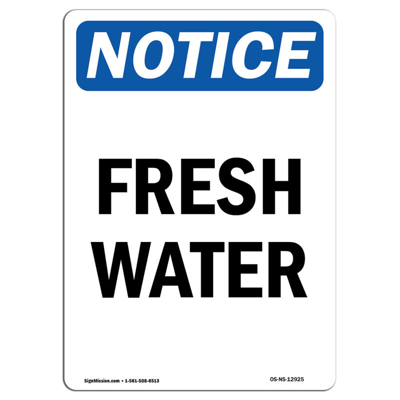 Fresh Water Aluminum Sign 12 x 18