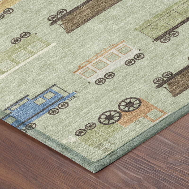 Tapis intérieur / extérieur lavable à la machine pour enfants ACN2621, Céleri, Tapis de couloir 2 pi 3 po x 7 pi 6 po