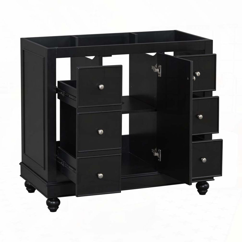 36" Bathroom Vanity Without Sink, Base Only, Solid Wood Frame