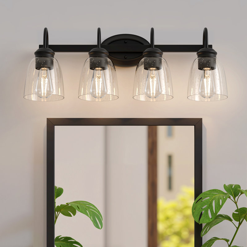 Luminaire de meuble-lavabo traditionnel avec abat-jour en verre transparent