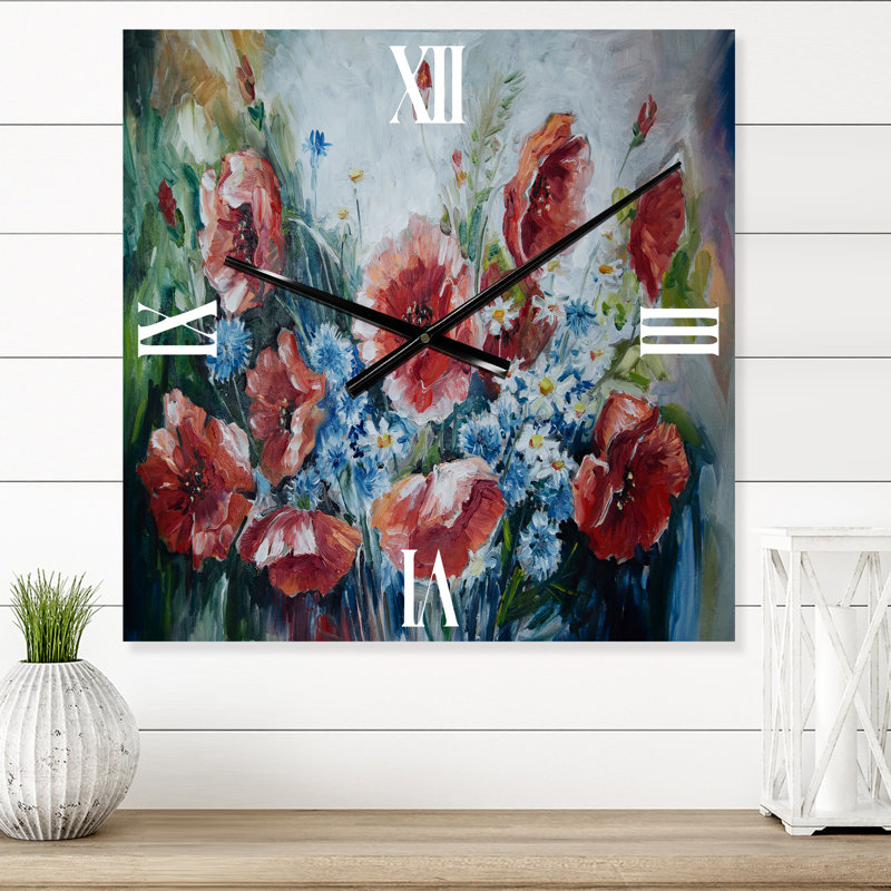 Bouquet de coquelicots rétro - Horloge murale traditionnelle, Petit
