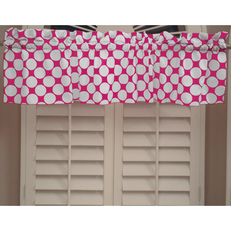 Cantonnière à large cercle à pois, Blanc / fuchsia, L 58 po x L 18 po