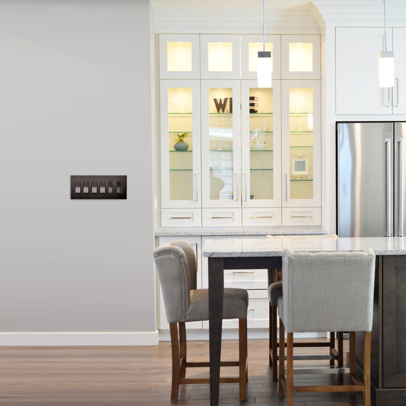 Radiant 6-Gang Decorator Rocker Screwless Wall Plate, Dark Bronze
