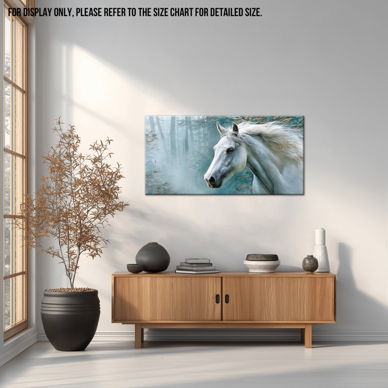 Grand cheval, art mural sur toile - Cheval blanc serein, décoration murale pour le salon, estampes artistiques et photos, décoration murale pour chambre à coucher, 24 x 48 pouces
