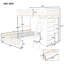 Lit superposé simple au-dessus d'un lit double en bois avec six tiroirs et tablettes flexibles, lit inférieur à roulettes, gris-734543021