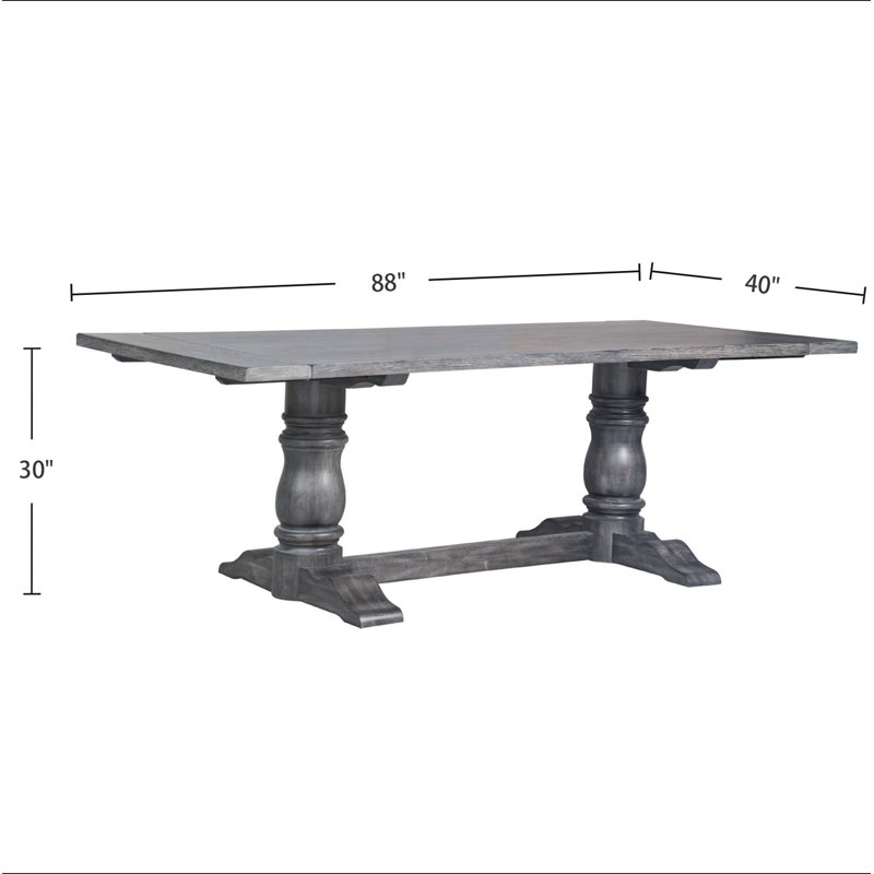 Rectangular Trestle Table with Double Turned Pedestal