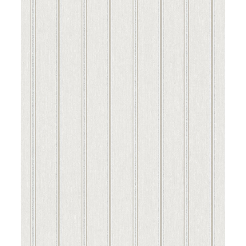 Serene Collection Metallic Glitter Traditional Stripe Design 33' L x 21" W Wallpaper Roll, Light Beige