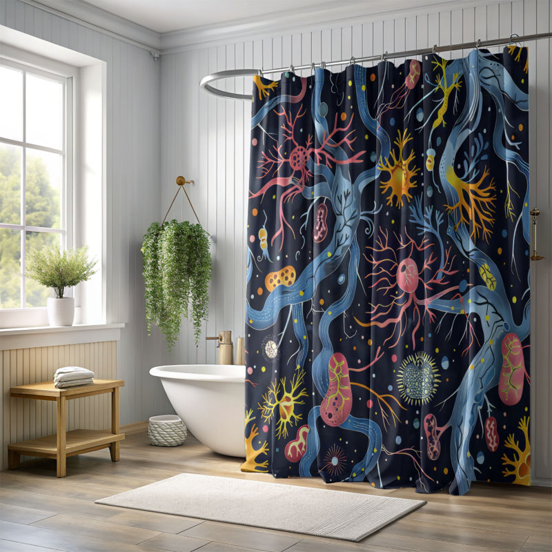 Brain Cells - Rideau de douche Premium, H 74 po x l 71 po