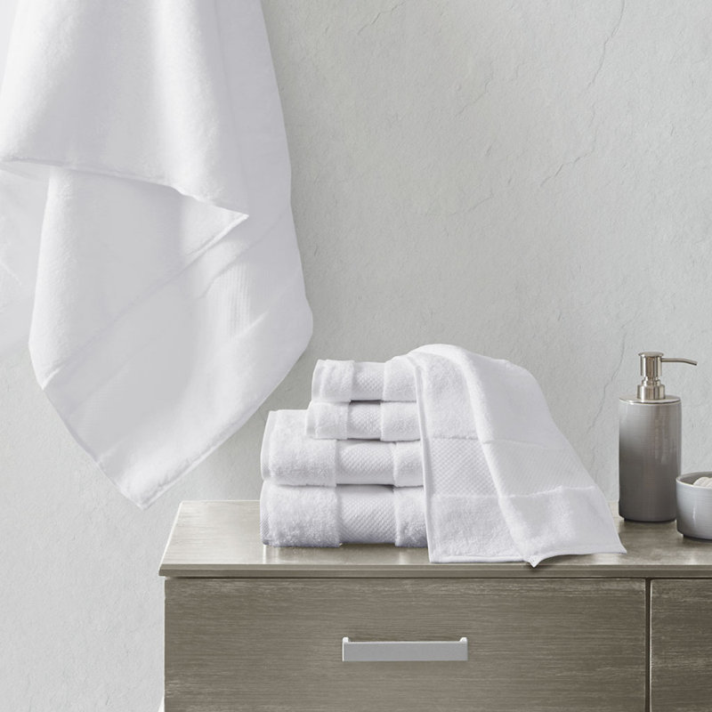 Cotton 6 Piece Bath Towel Set, White