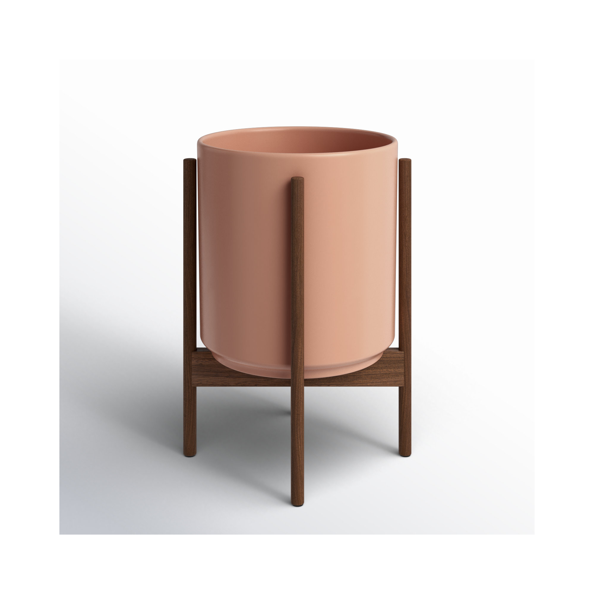Riverside Handmade Ceramic Pot Planter, 18.25" H x 12.6" W x 12.6" D, Peachy Cotta/Darkened Teak