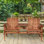 Banc de patio en bois avec trou pour parasol et table centrale, orange Siège confortable. Endure les éléments extérieurs. Siège l 20,9 po x P 59,8 po orange - la table ajoute du caractère aux espaces