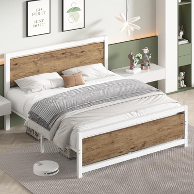 Metal Bed Frame with Strong Steel Slat Support, Heavy Duty Platform Bed