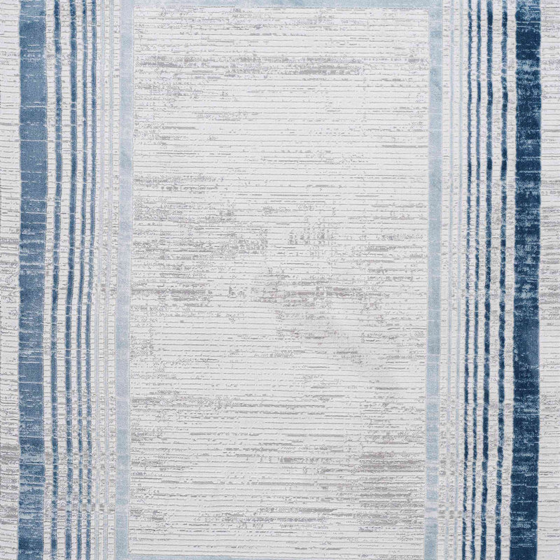 Collection Bordered Non-Shedding Living Room Bedroom Dining Home Office Stylish And Stain Resistant Area Rug, Blue