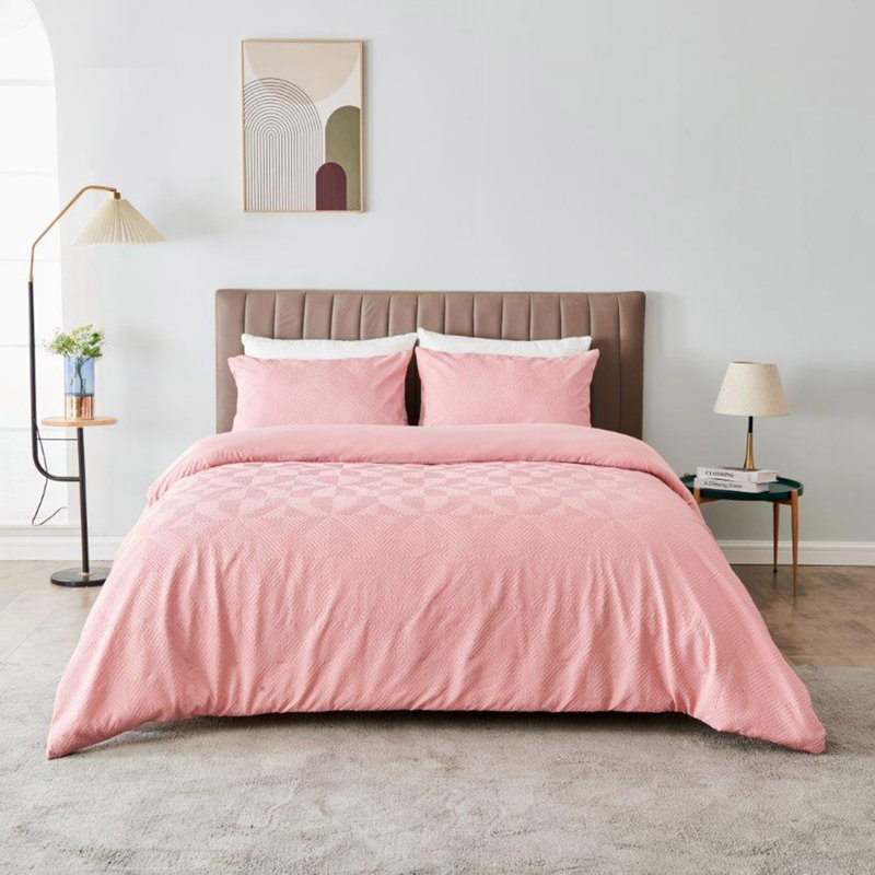  Bedding, Pink, Double Duvet Cover + 2 Standard Pillowcases
