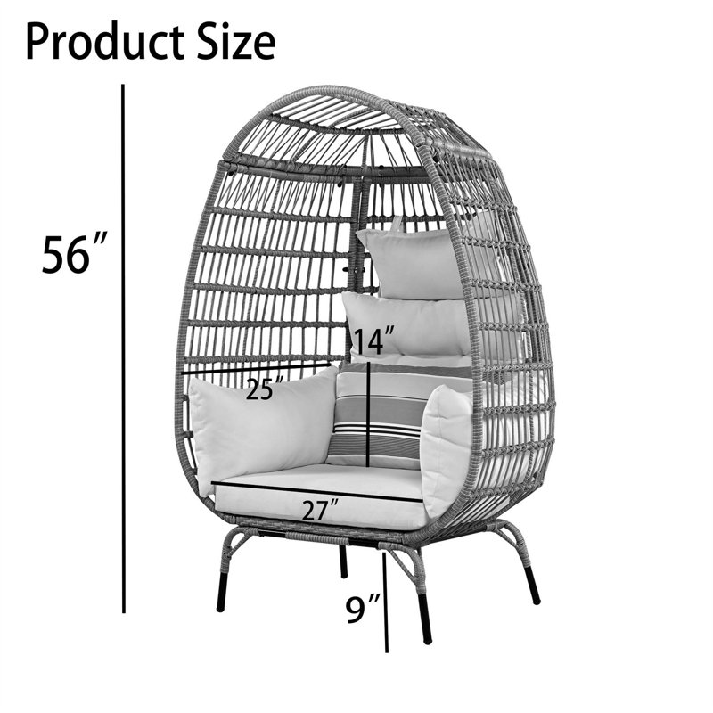 Brettly 1 Person Egg Chair, Gray