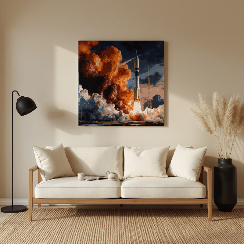 Art mural en métal Sci Fi Rocket, H 144 po x l 144 po x P 0,05 po
