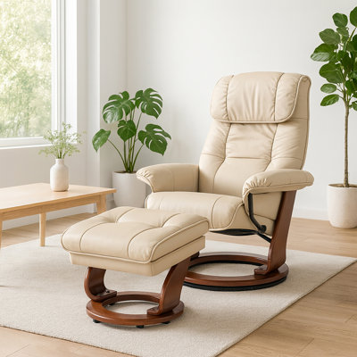 Mongillo 33" Wide Swivel Ergonomic Recliner with Ottoman