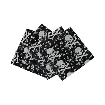 Crossbones Small Cotton Sateen Cocktail Napkins