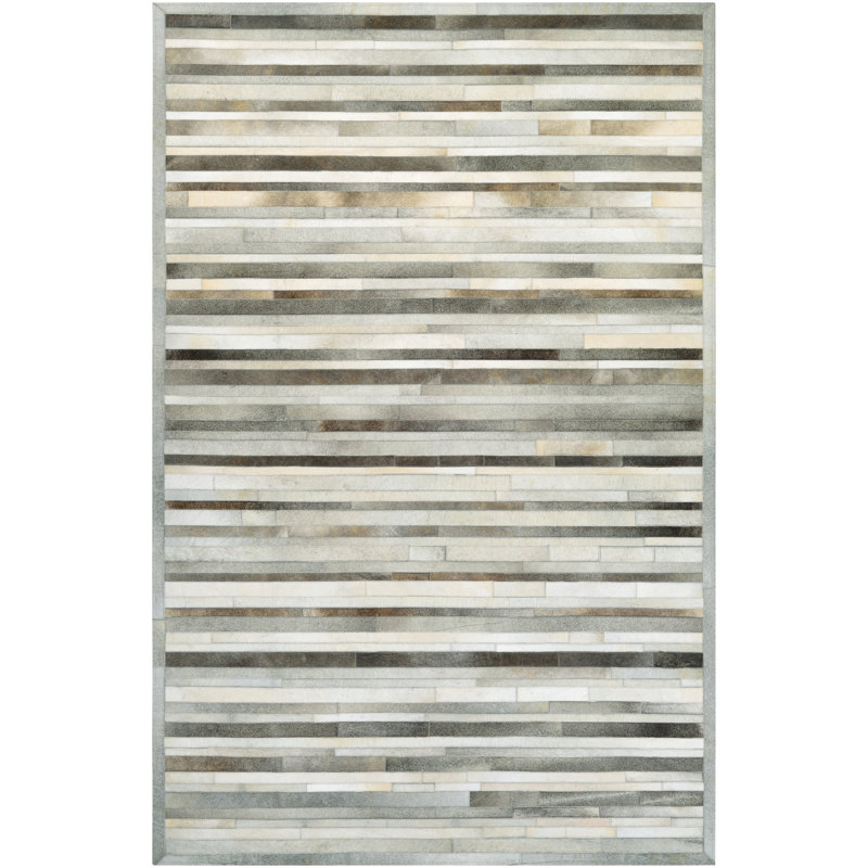 Tapis rayé gris ivoire Malbork, Rectangle 2 pi x 4 pi