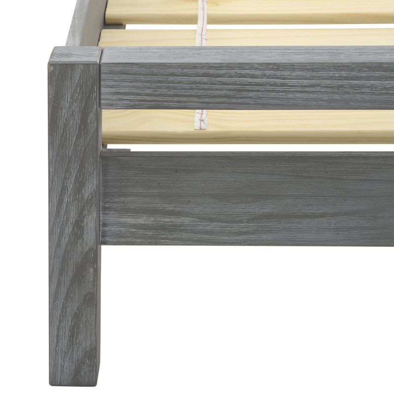 Ensemble de chambre avec grand lit plateforme en bois massif Loft, Acacia, 2 pièces : 1 lit, 1 commode