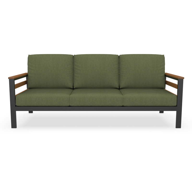 Townsend 80'' Wide Outdoor Patio Sofa with Sunbrella® Cushions, Green, Brown