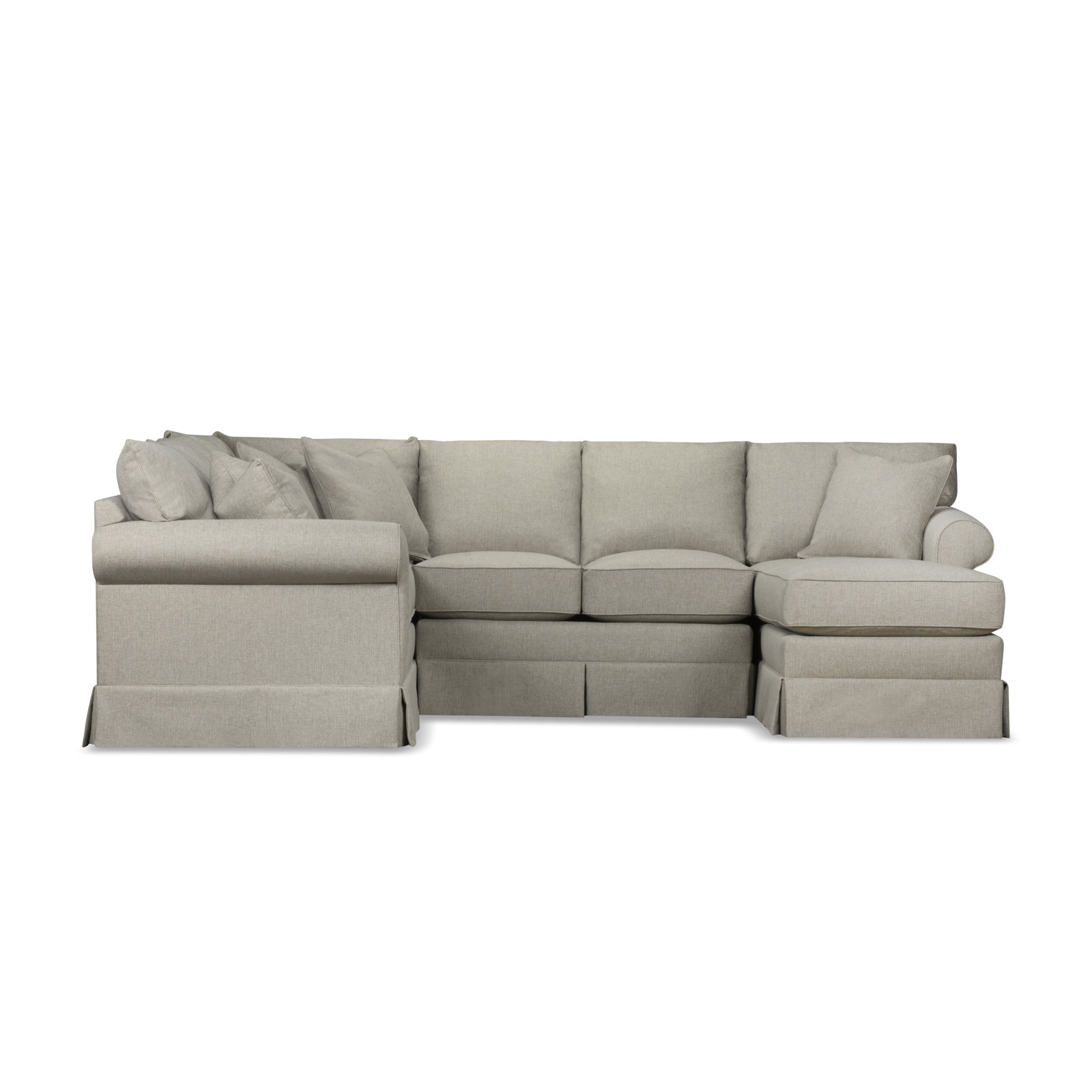 Friedman Upholstered Chaise U-Sectional, Right Hand Facing, Drusky Linen Sustain® Basketweave