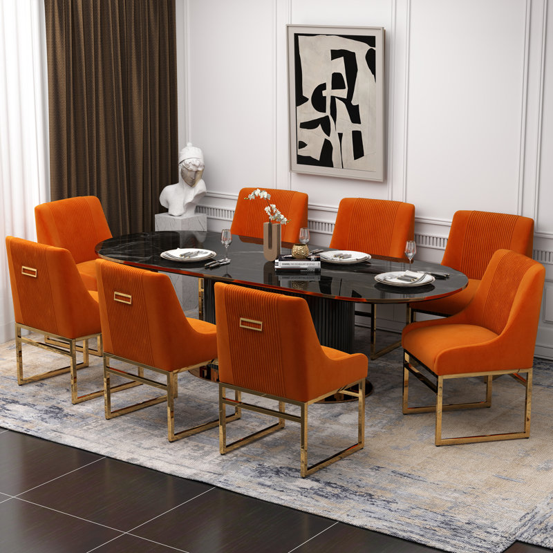 Chaise d'appoint en velours Baudel, Orange, 8