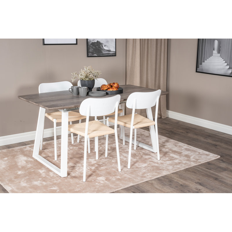 Nevis Butterfly Leaf Dining Set, Grey Oak, White, Nature/White