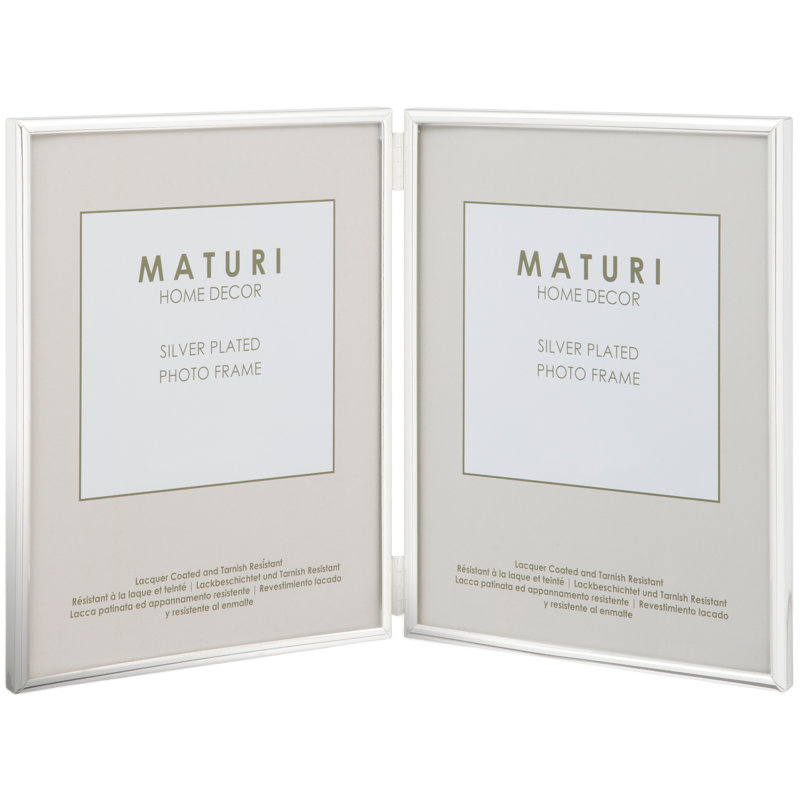 Silver Plated Double Photo Frame - Thin Edge Portrait, 4" x 6"