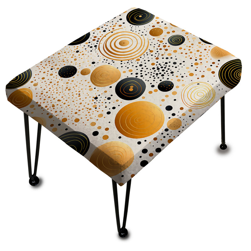 Gilded Polka Dot I - Polka Dots Rectangle Ottoman