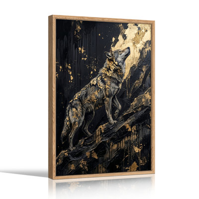 Ensemble de 1 tableau sur toile représentant un loup