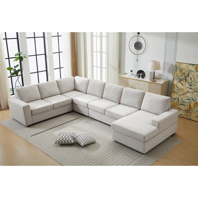 Large - Scale L - Shaped Modular Sofa Set With Detachable Components, Comfortable Upholstery And Decorative Throws For Contemporary Home Interiors