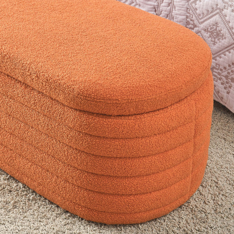 Banc de rangement avec repose-pieds 45,5 pouces avec repose-pieds en tissu, Orange