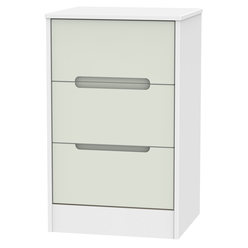 Fully Assembled Vernon 3 Drawer Bedside Table, Kashmir Matt/White