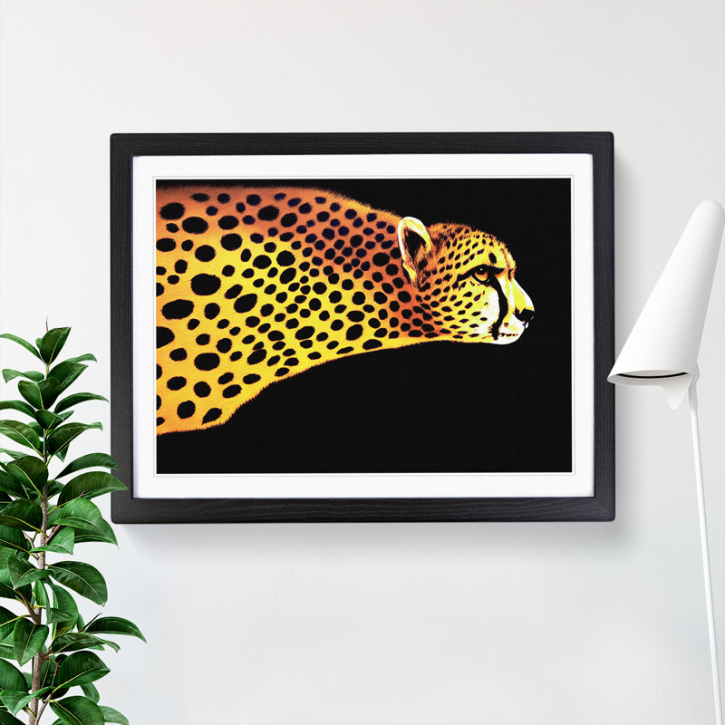 Exclusive Cheetah - Single Picture Frame Painting, Black, 46cm H x 64cm W x 2cm D