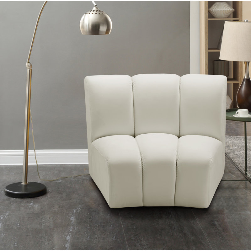 Dabir Velvet Slipper Chair, Cream Velvet