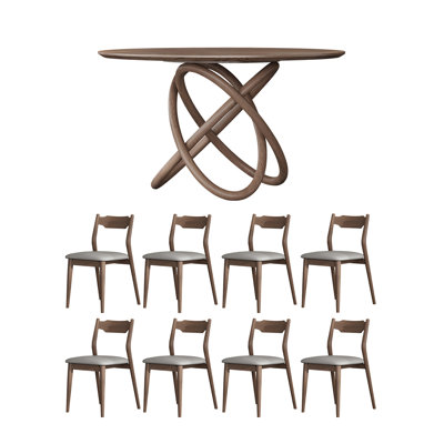 All solid wood household round dining table set