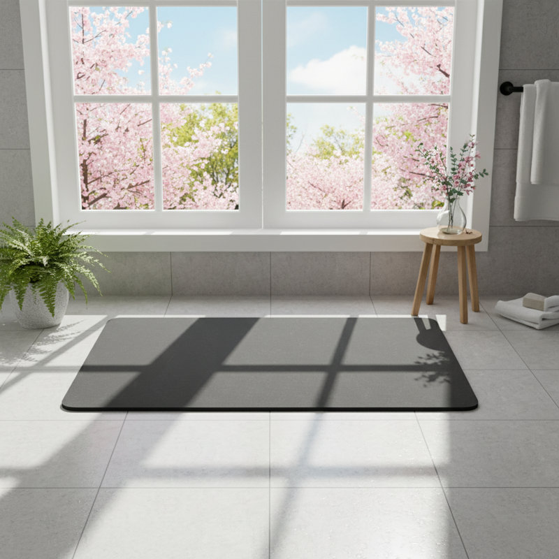 Tapis de salle de bain antidérapant mince avec envers en caoutchouc, tapis de bain en suède absorbant à séchage rapide 16 x 24