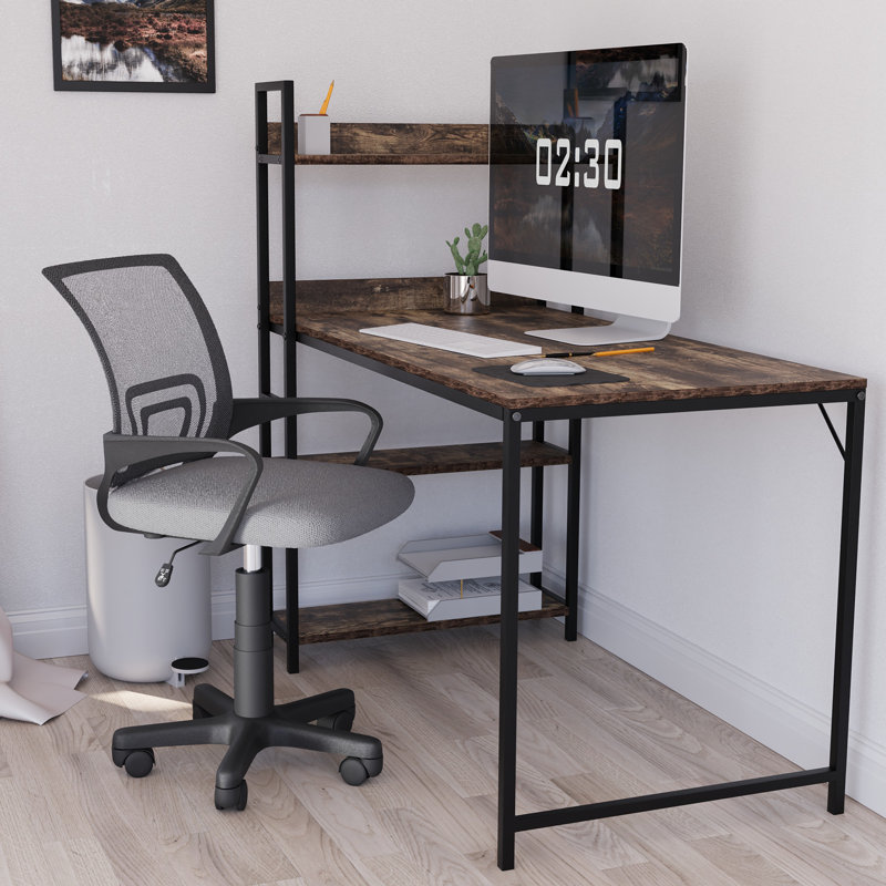 Office Desk Chair With Arms, Adjustable, Swivel, Comfortable Desk Chair, UKFR Certified, Grey