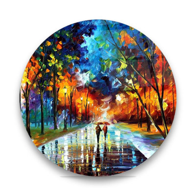 Spring Painted Premium Tempered Glass Art, Wall Art, Stylish and Modern Home Decor, Perfect Housewarming Gift, Circle Artwork with Customizable Size Options, Elegant and Contemporary Design for Living Room, Bedroom, and Office Spaces 23.6"