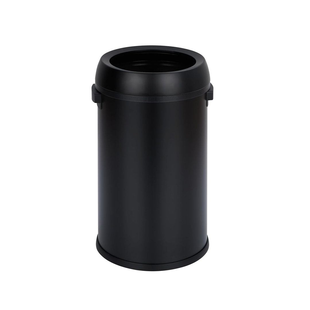 17 Gallon/65 Liter Stainless Steel Swing Top Trash Can, Heavy Duty Round Trash Bin with Swing Lid, Commercial Large Garbage Can, Ideal for Kitchen, Re