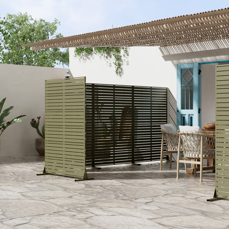 Cloison de séparation 72 po x 47 po autoportante en métal avec clôture en treillis pour patio, balcon, cour, piscine, pièce intérieure