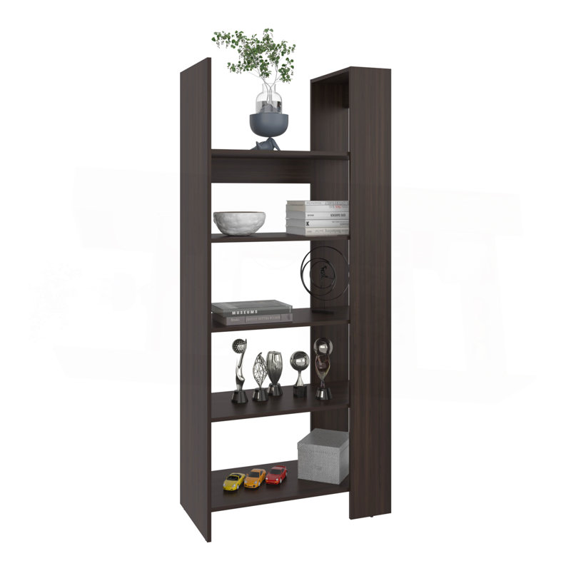 Bibliothèque, 5 tablettes, noyer foncé
