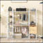 Armoire ouverte avec rails suspendus, tablettes et tiroirs, blanc