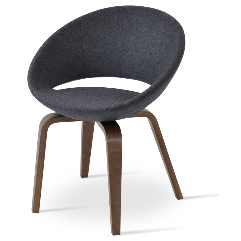 Crescent Plywood 17'' H Upholstered Metal Dining Chair, Dark Gray, Walnut