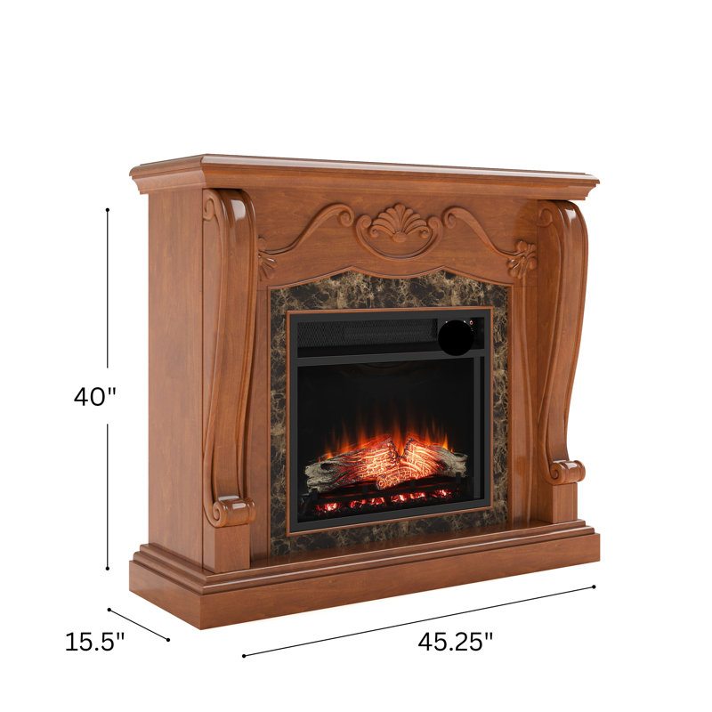 Norcott Darby Home Co 45.25 " W Brown Wood Electric TV Stand with BTU 5100