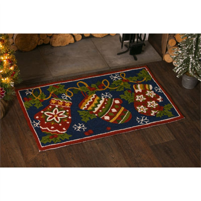 Tapis décoratif d’intérieur/d’extérieur bleu/vert/rouge crochetée à la main