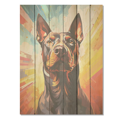 Bull Terrier Boldness - art mural en bois de chien sur bois de pin naturel
