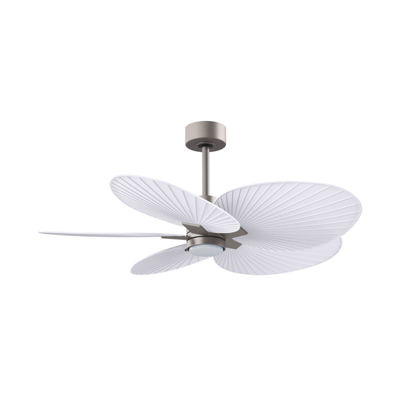 Alessandra - Ventilateur de plafond à cinq pales - DEL intégrée, Nickel brossé, Blanc mat