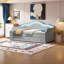 Lit de jour simple rembourré avec lumières DEL, lit de jour en velours avec 2 tiroirs de rangement-293128336-293128338